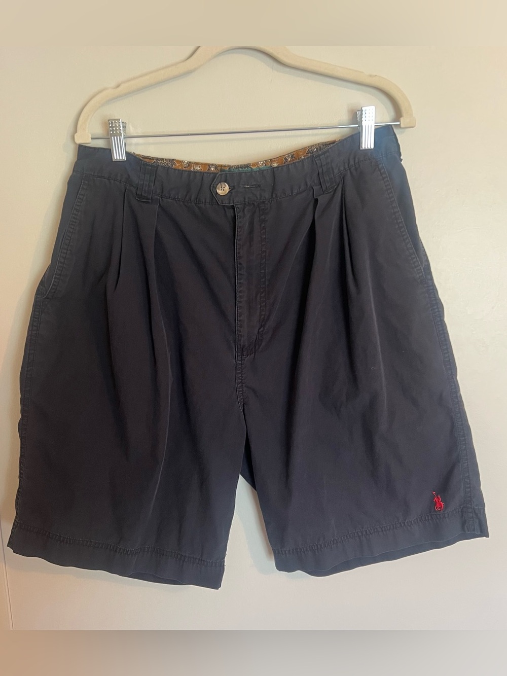 Vintage Knights Of Round Table Men's Navy Flat-Front Cotton Shorts
